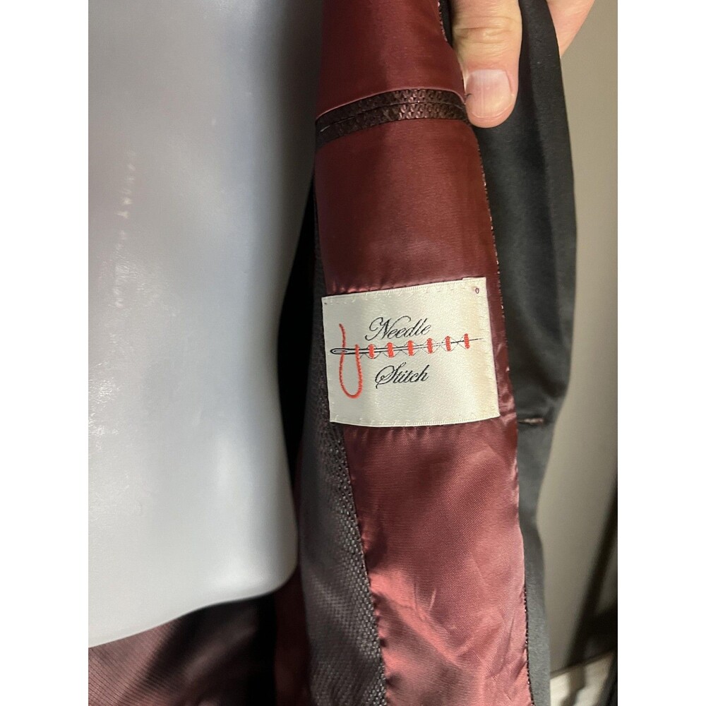 Needle Stitch Tuxedo Blazer Jacket Mens 50R Red Shawl Lapel One Button Formal - Picture 7 of 8